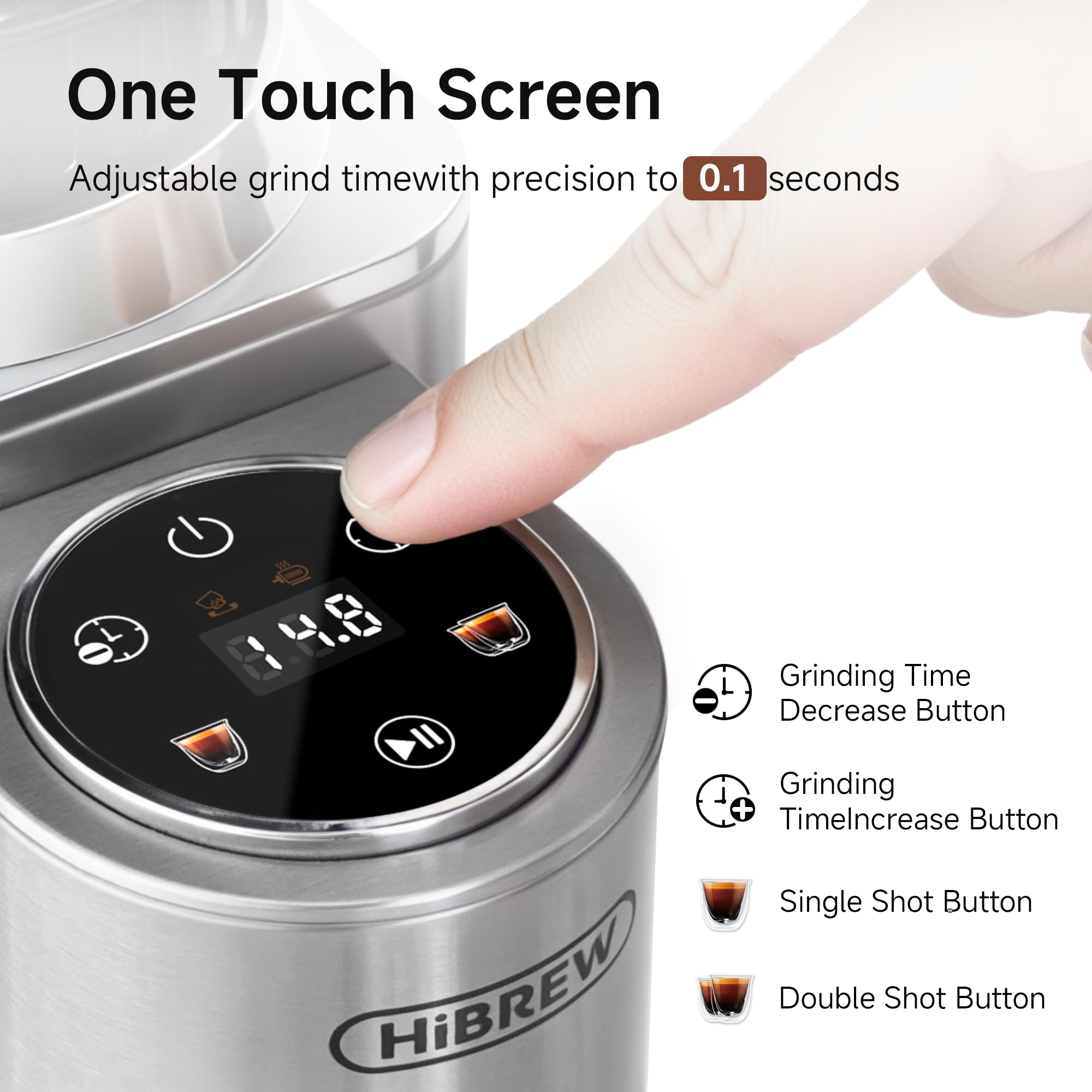 HIBREW G7 - Macinino per caffè espresso con fresa conica, misurino magnetico, alloggiamento in metallo, 48 livelli di macinazione - per caffè espresso e caffè a goccia