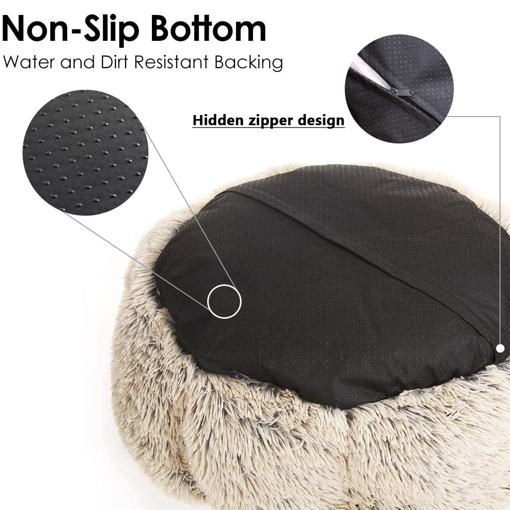 Cama mullida para Perros Grandes, Redonda de Felpa, cojín para Gatos, mullida, Lavable, para Perros de tamaño Mediano, Gris Claro, 120 x 120 x 20 cm