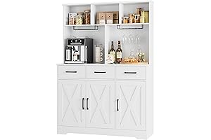Buffet Cabinet with Hutch, Farmhouse Kitchen Sideboard Storage Cabinet with Drawers, Coffee...