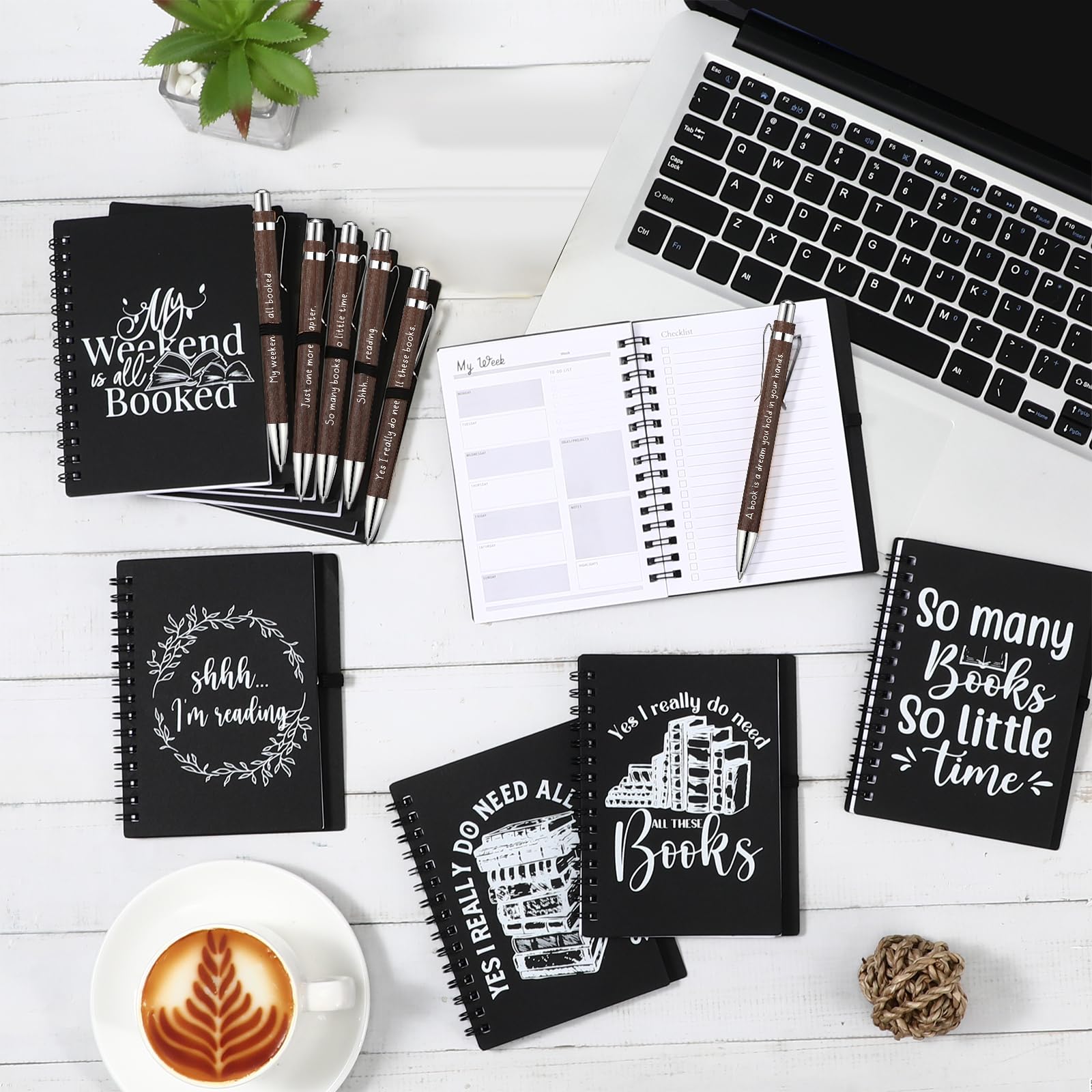 Thenshop 10 zestawów prezentów dla miłośników książek, dla czytelników, kobiet, inspirujący notatnik spiralny, planer tygodniowy, czytanie, motywacyjne pióro dla nauczyciela, książki, klubu, szkoły
