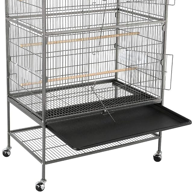 Foto 5 de 8 de Yaheetech Jaula Grande para Pájaros con Ruedas, 79 x52 x132 cm Negro