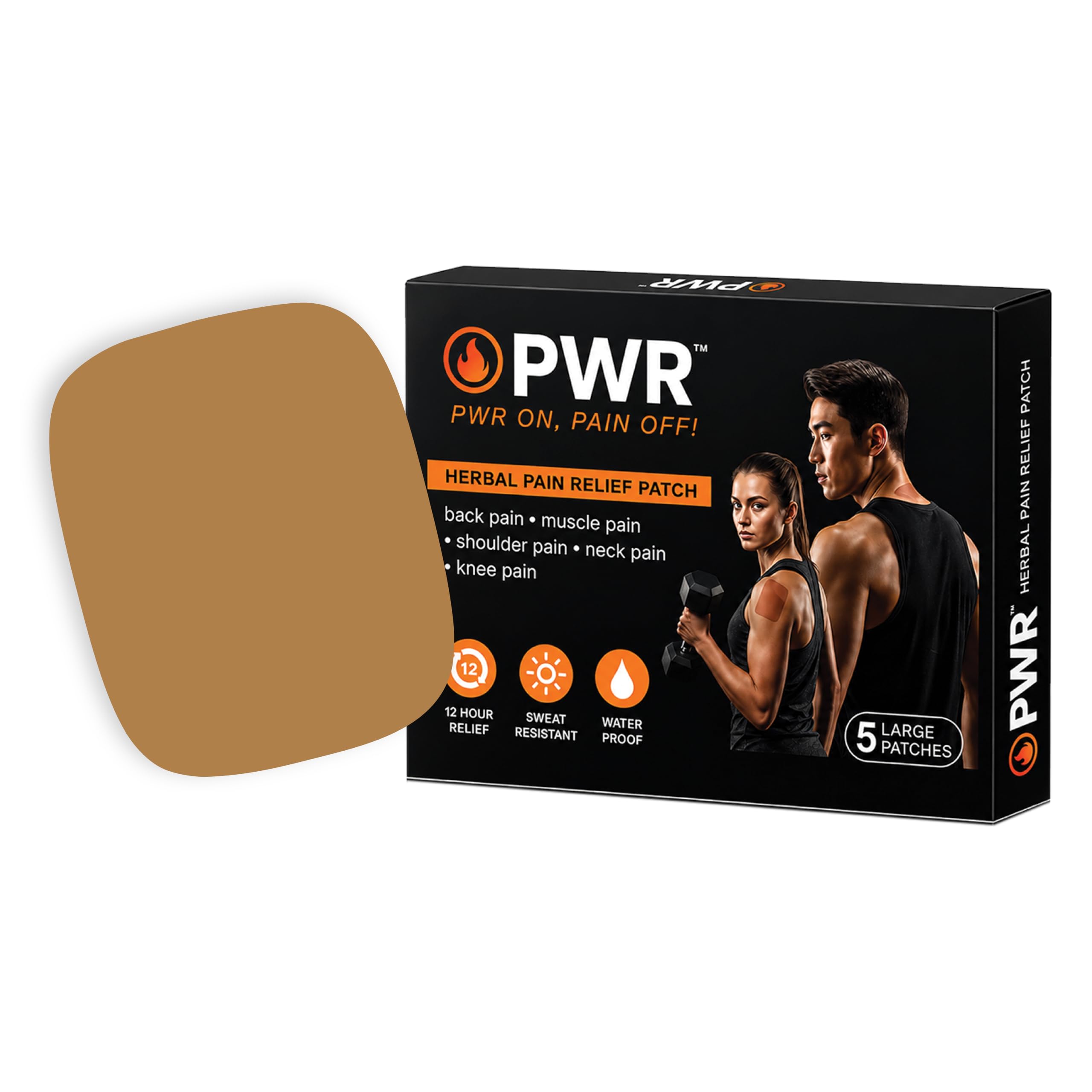 PWR Pain Relief Patch | Pack of 5 Large Patches | 12-Hour Targeted Pain Relief for Back, Neck, Shoulder, Knee & Muscle Pain | Waterproof, Sweat-Resistant | No-Smell Herbal Ayurvedic Pain Relief Patches — Amazon image 7