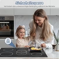 AMZCHEF Beépíthető Üvegkerámia Főzőlap 77 cm - 5 Zónás, Ovális és Tripla Főzőfelülettel, 9 Teljesítményszinttel, Időzítővel, Biztonsági Zárral 7