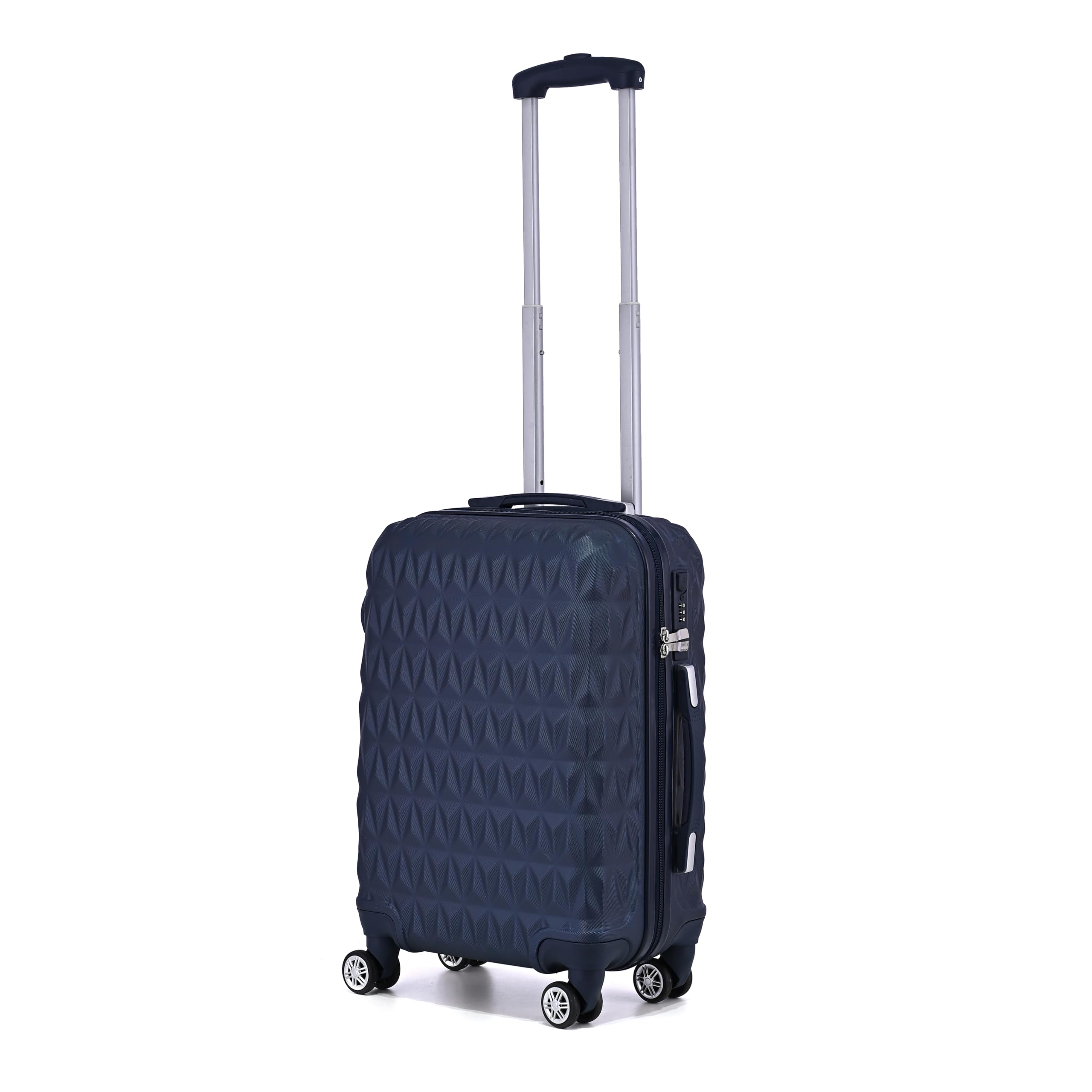 Hard Shell Cabin Carry On Suitcase 55 cm 2.5 kg 35 litres 4 Wheels with Built in 3 Digit Combination Lock, Approved for Ryanair, easyJet, British Airways & More (Navy)