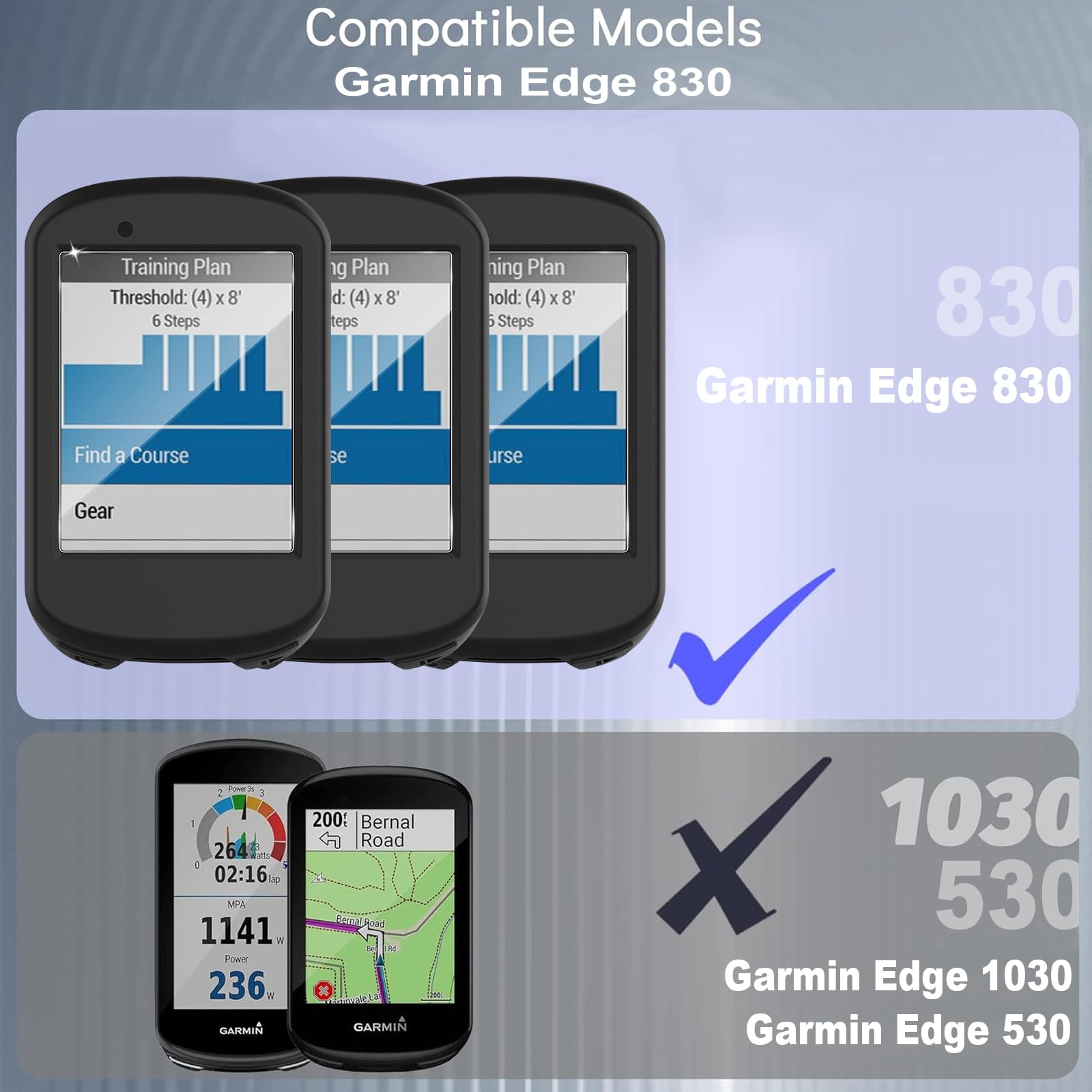 Coque Protection Silicone + 2 Verres Trempés Pour Garmin Edge 830 - Noir