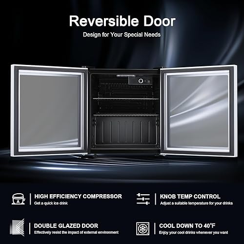 Miniatura 4 de Antarctic Star Mini refrigerador para 60 latas, puerta de cristal para cerveza, soda, vino, dispensador de bebidas, parte delantera transparente,