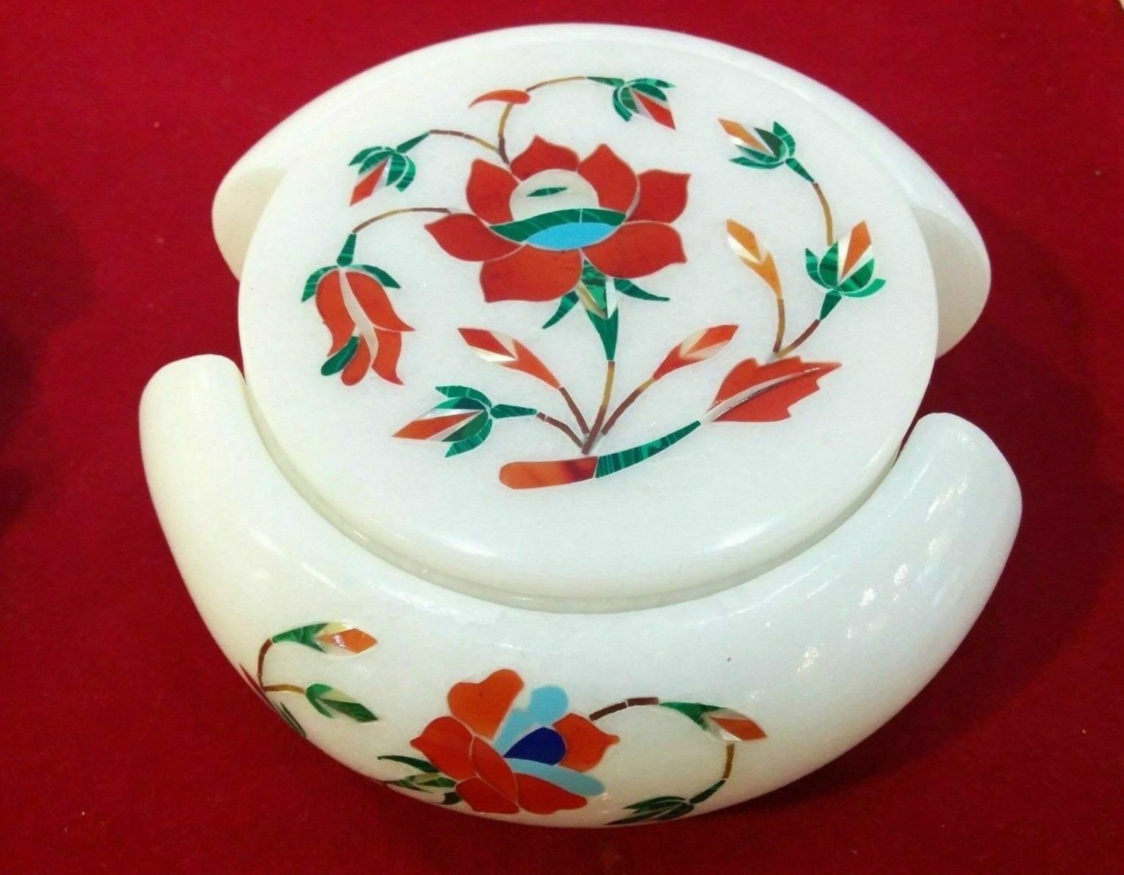 Carnelian zestaw podkładek pod herbatę I marmurowy zestaw dekoracyjnych podkładek I marmurowy ręcznie wykonany zestaw podstawek I marmurowy stół dekoracja podkładka 10 cm