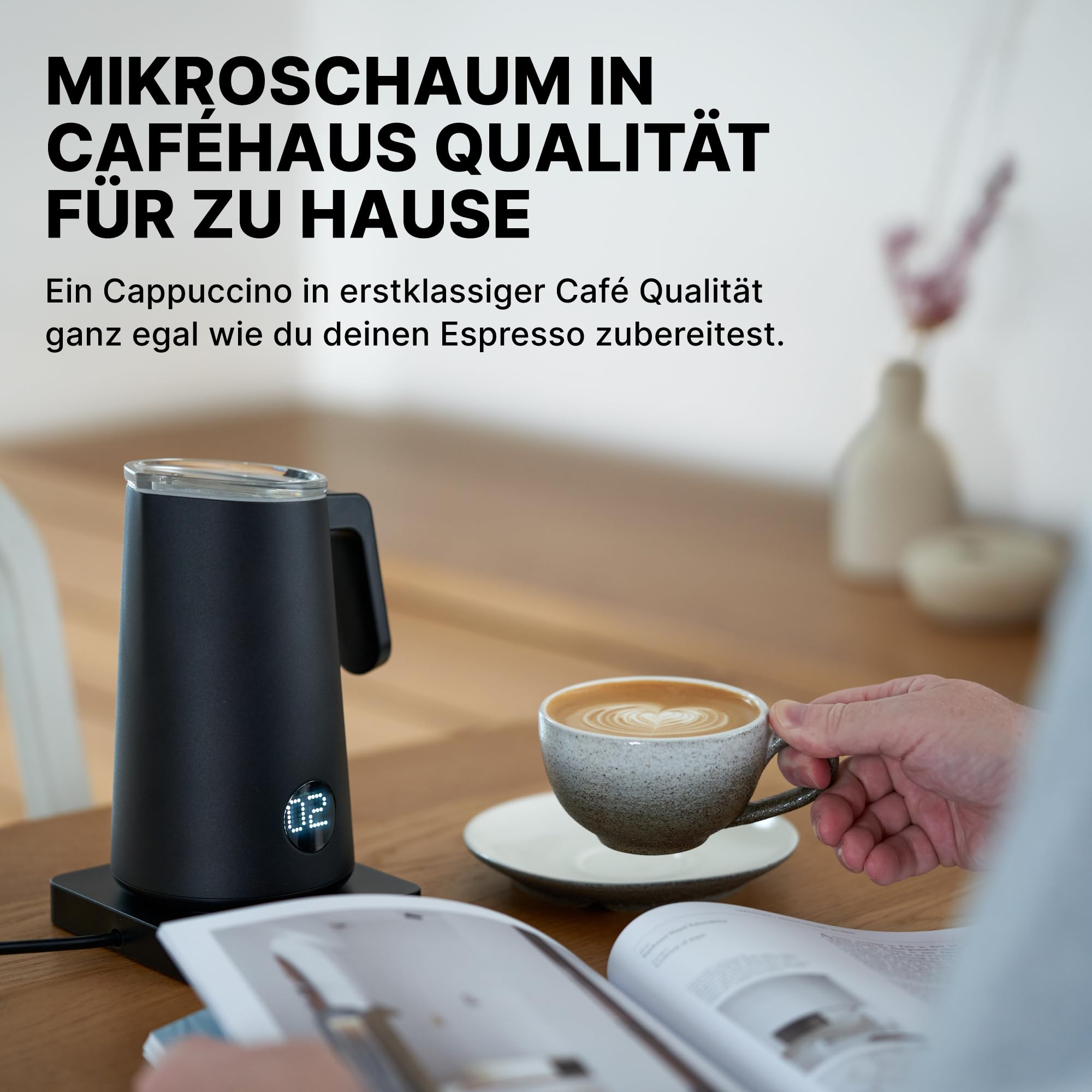 Subminimal Spieniacz do mleka NanoFoamer PRO | Elektryczny spieniacz do mleka bez użycia rąk do Latte Art | Profesjonalna pianka mleczna bez rury parowej | Do mleka krowiego i napojów na bazie roślin