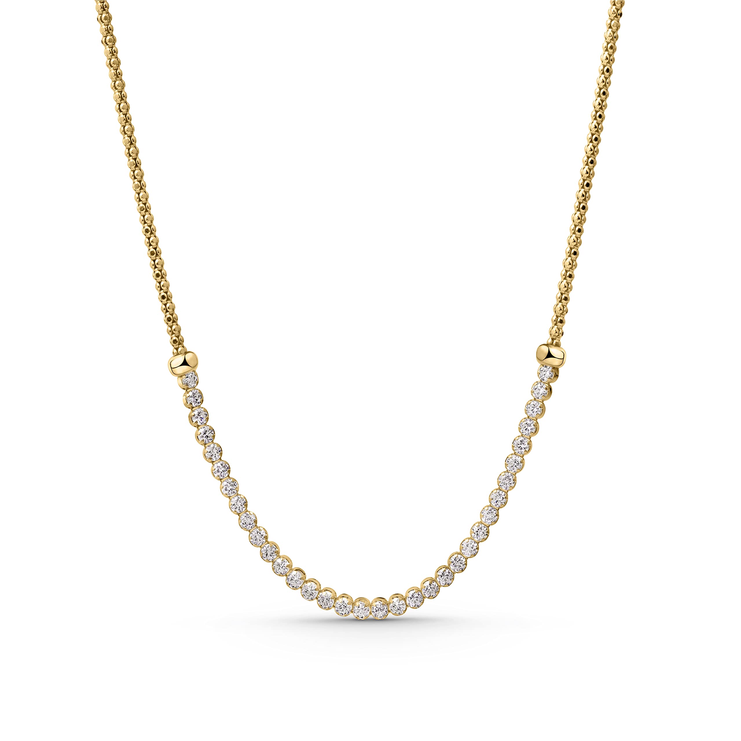Amberta Lumini Collar Tennis para Mujer en Plata de Ley 925 con Circonita Cúbica 2.4mm