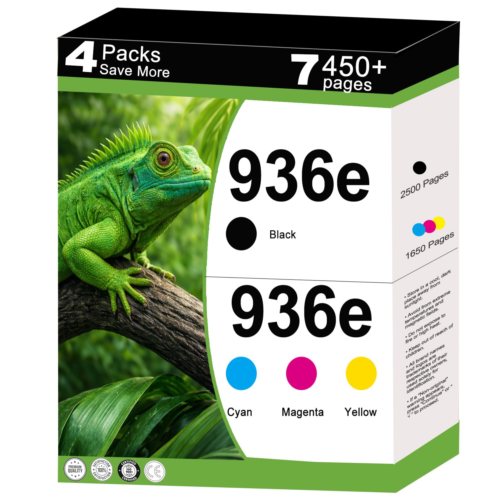 Photo 1 of 936e Ink Cartridges Compatible Replacement for HP 936 XL 936XL Combo Fit for OfficeJet 9122e Pro 9120 9120e 9125 9110b 9120b 9130b Wide Format 9730e 9730 Printer with V26.2.1 Chips ( CYMK, 4 Packs )