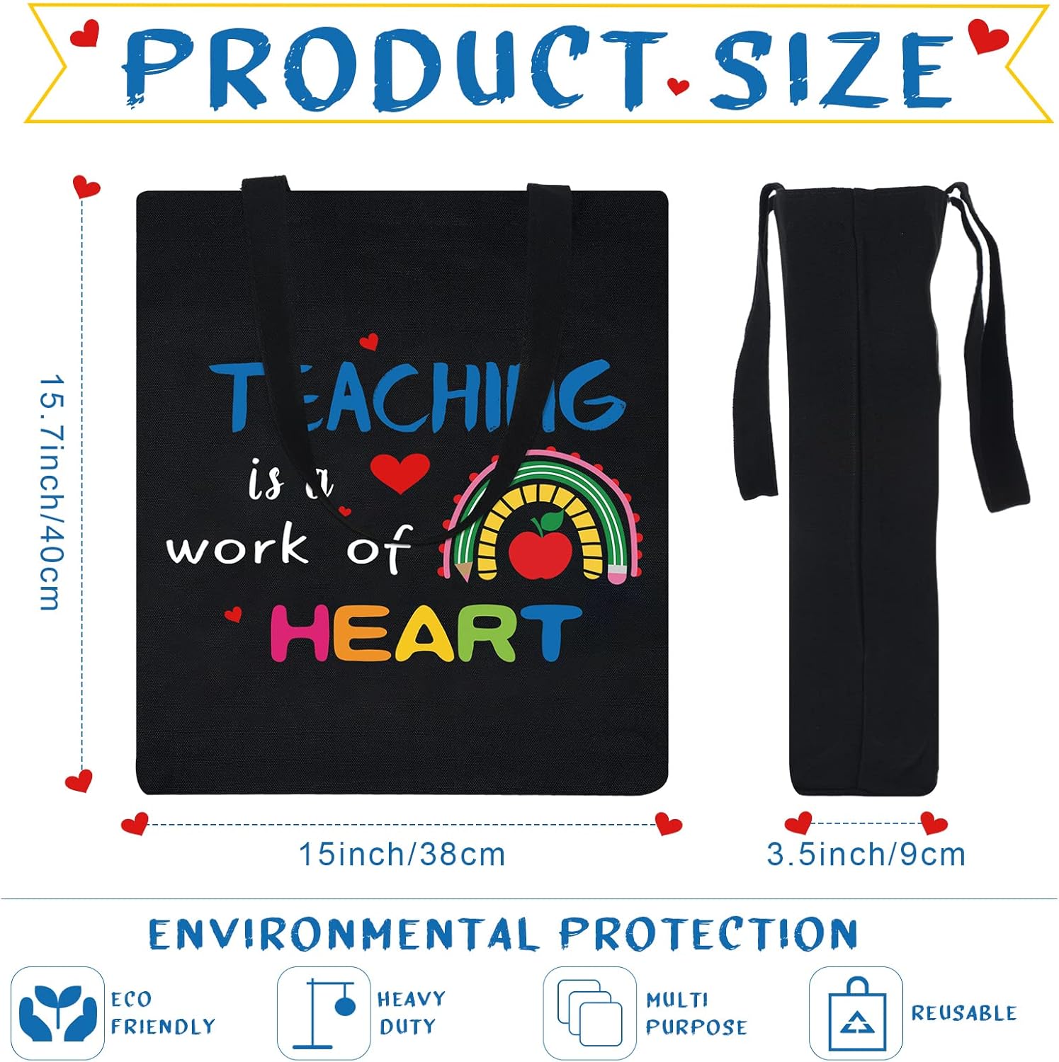 Photect 6 Pcs Christmas Teacher Appreciation Gift Bag 15.8 x 15'' Inspirational Canvas Grocery Tote Bag Presents for Xmas - Image 3