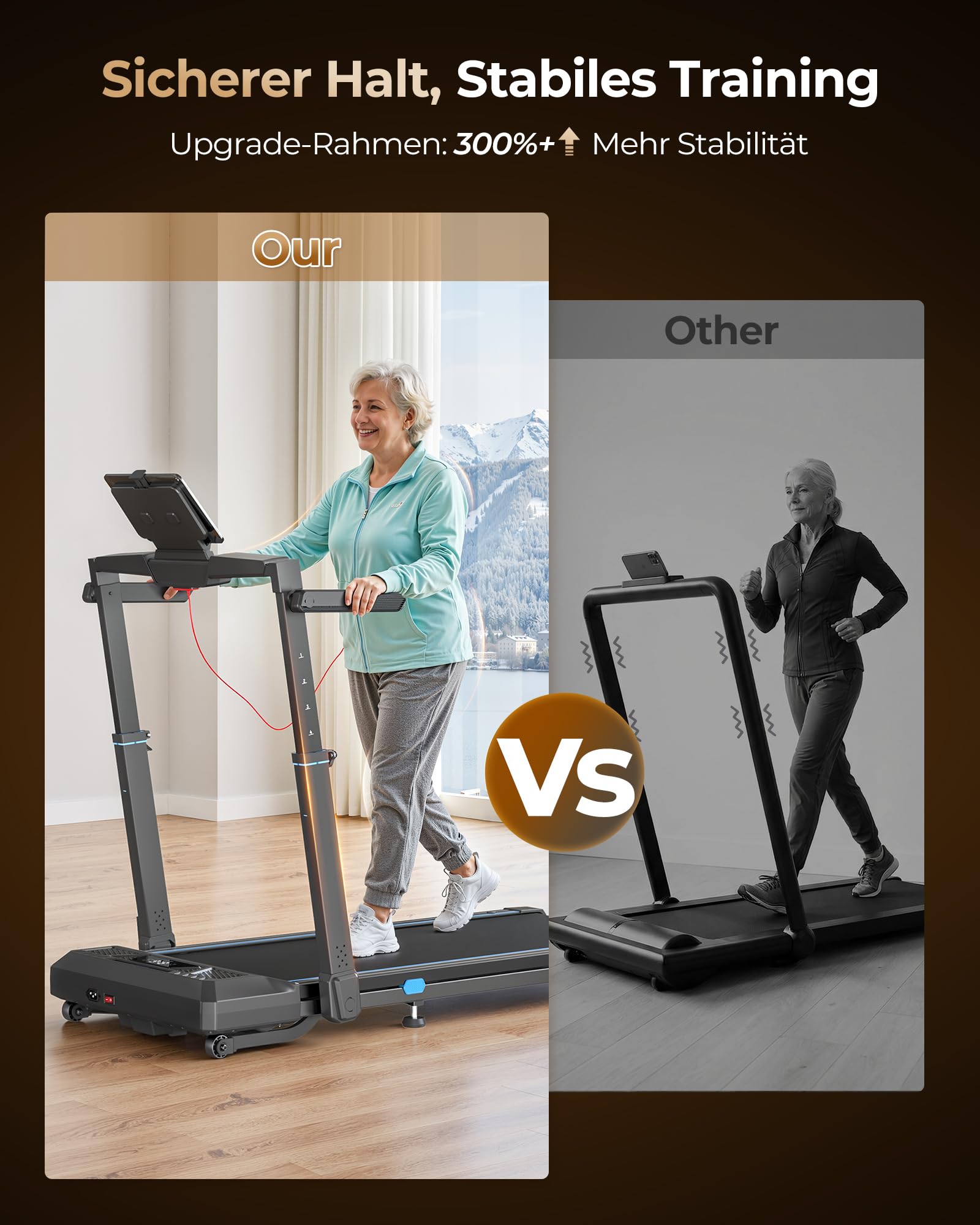 Cardirun Laufband für Zuhause Klappbar mit Automatischer Steigung, 14 KM/H | 6 in 1 Walking Pad mit 104cm Höhenverstellbarer Griff, 14KM/H, 3.5HP Leise Treadmill for Home mit LED-Anzeige, 160 KG