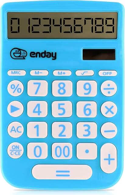Calculator for Students Blue, Basic Calculator 12 Digits Solar Powered Calculators Large Display Office Desktop Calculator...