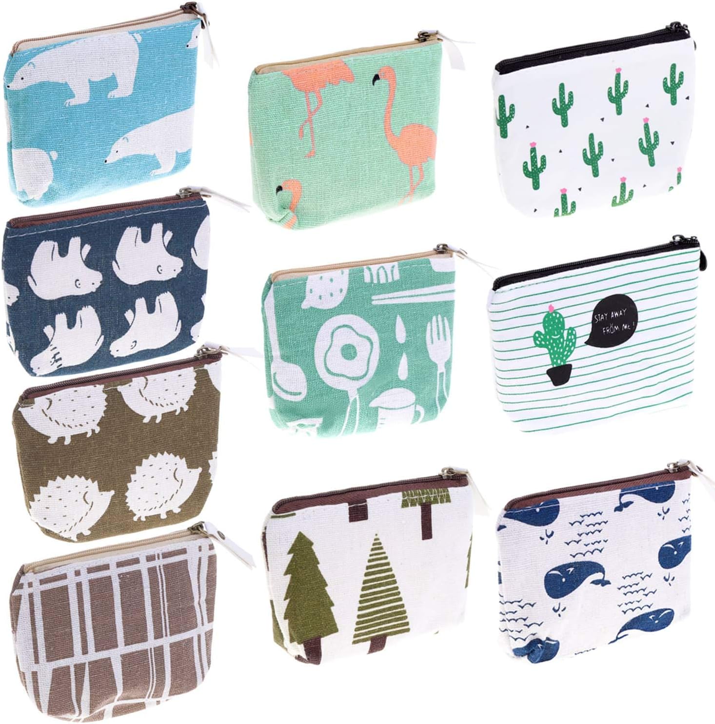 Small Coin Purse, 10 Pcs Small Canvas Purse Zipper Change Purse Small Zipper Pouch