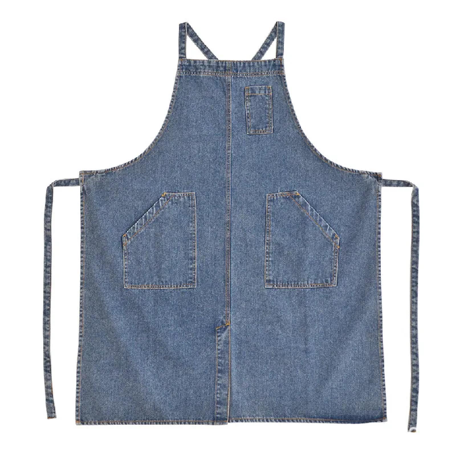 Cuisine Tablier Apron Toile De Coton Épaissie Denim Tablier Tache Résistant Ménage Cuisine Travail Uniforme Bavoir Taille Chef Barman Travail