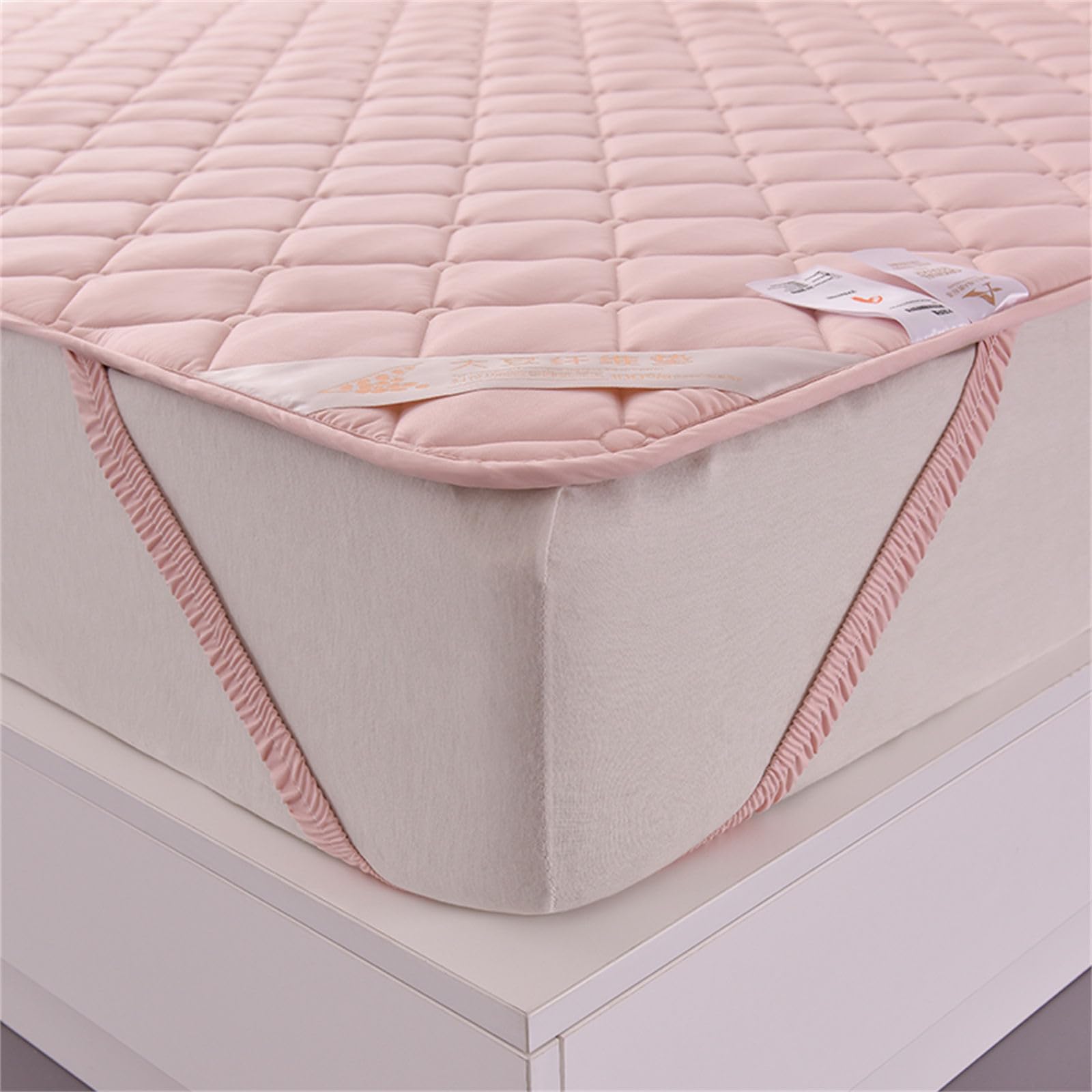 Odot Coprimaterasso Protettivo Tinta Unita, Coprimaterassi Singolo Matrimoniale con 4 Angoli Elasticizzati, Proteggi Materasso Trapuntato, Adatto per Materasso (200x220cm,Rosa D)
