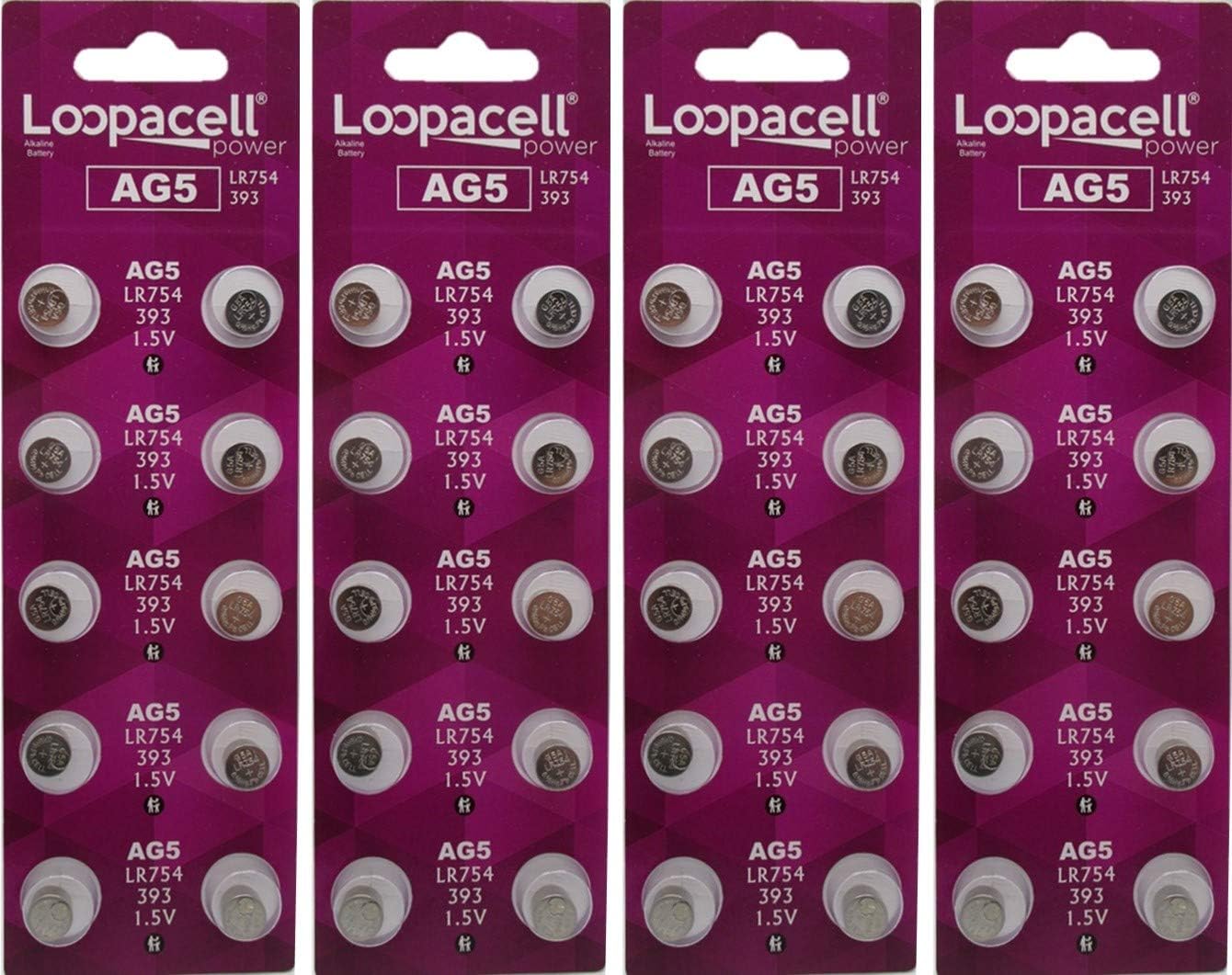 LOOPACELL AG5 393 LR754 Alkaline Button Cell Batteries x 40