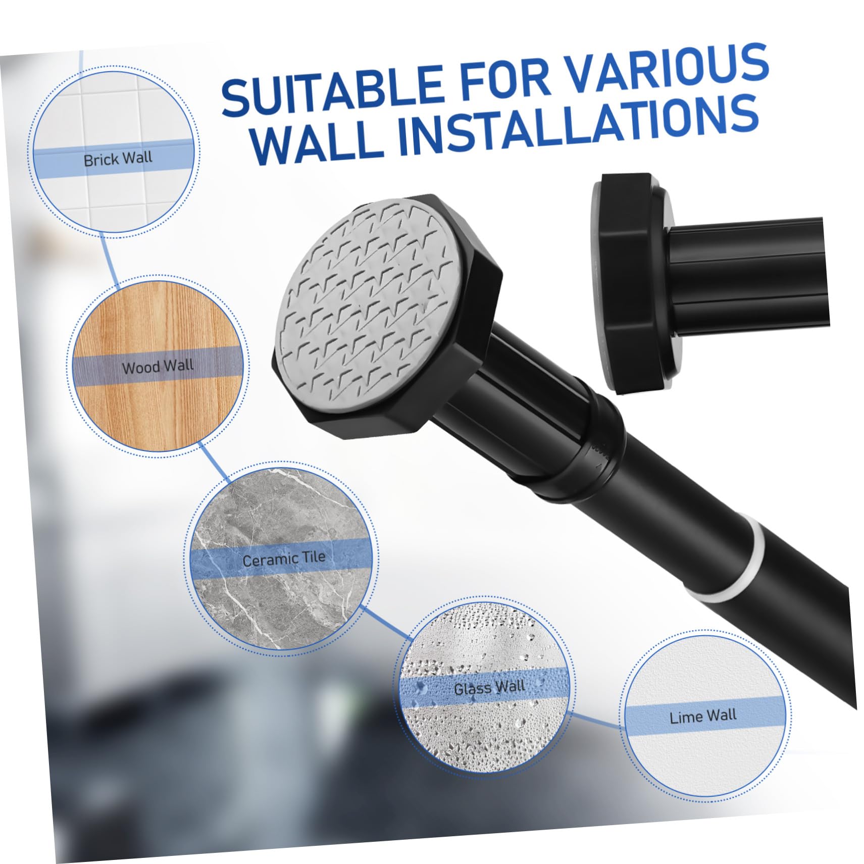 Tringle à Vêtements Extensible Noire en Acier Inoxydable 110-200 Cm