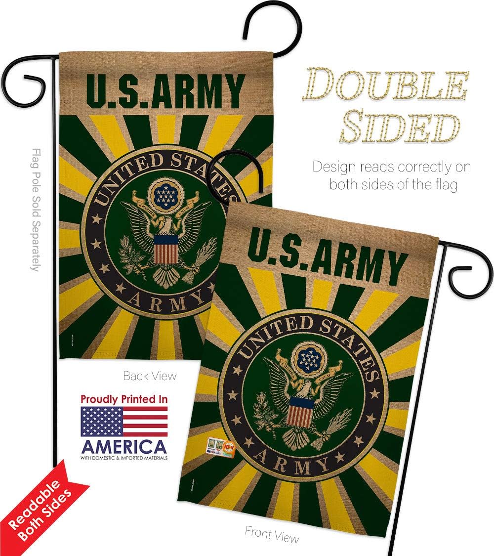 Army Garden Flag Set Wall Holder Armed Forces Rangers United State American Military Veteran Retire Official Small Decorative Gift Yard House Banner Double-Sided Made In USA 13 X 18.5