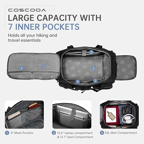 Miniatura 3 de Bolsas de gimnasio para hombres con compartimento para zapatos, bolsa de viaje 3 en 1, mochila de viaje, bolsa de viaje para fin de semana, bolsa de