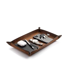 Main Street Forge Leather Valet Tray for Men Rustic EDC Organizer for Keys, Phone & Wallet Made in USA - Rustic Montana