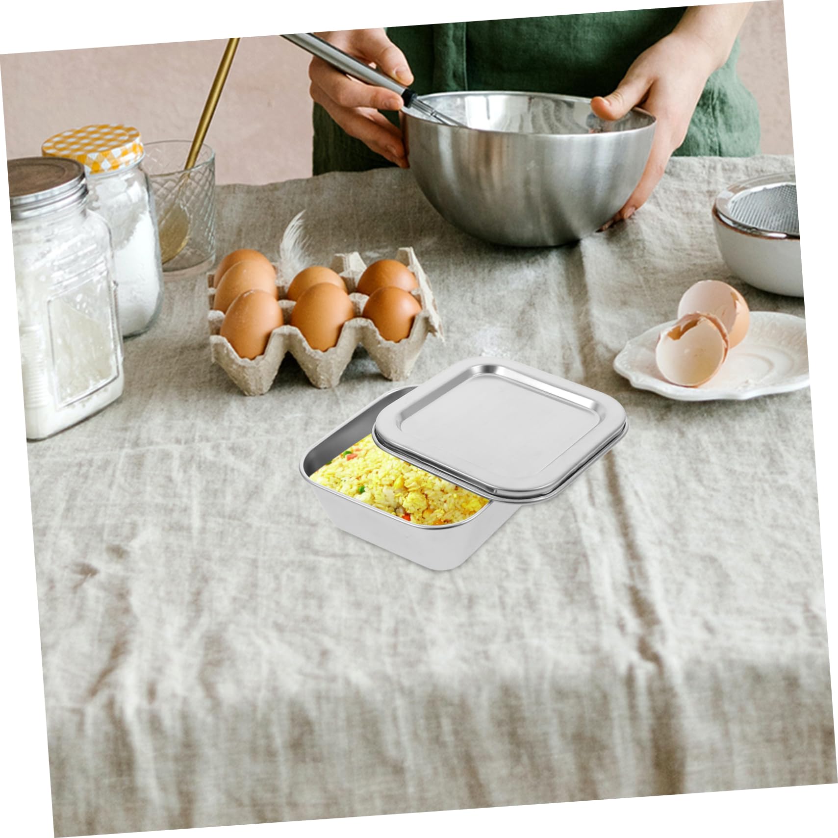 PRETYZOOM 5 Pz Scatola per campioni in acciaio inossidabile Scatola per campioni di cibo Contenitore per campioni di cibo grandi contenitori per alimenti forniture per mensa