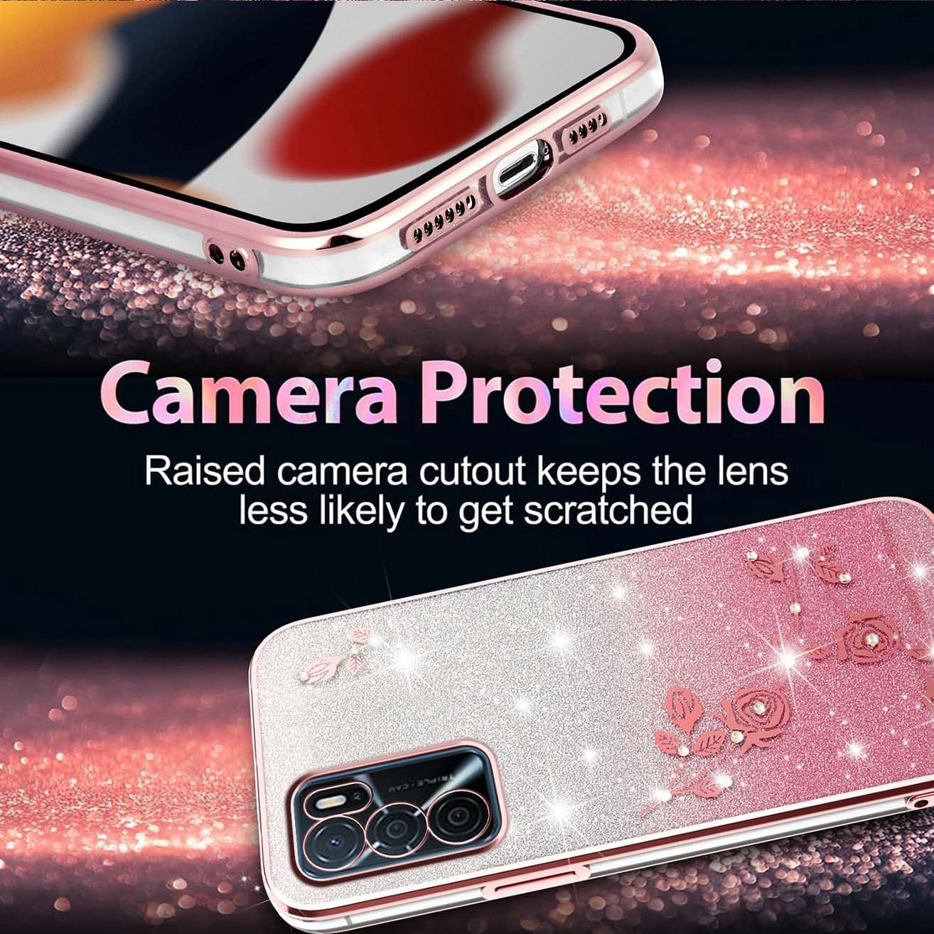 YUEQIAN Glitter Cover For OPPO A16/OPPO A16s/OPPO A54s, Ultra Thin