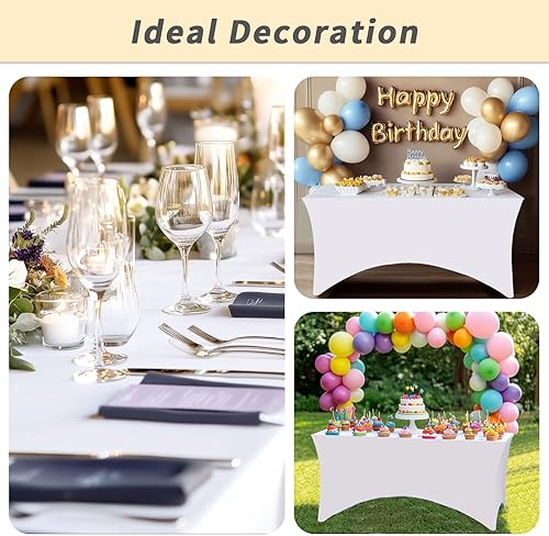 Miniatura 6 de Fixwal Paquete de 6 manteles rectangulares de 6 pies, manteles rectangulares de 6 pies, mantel elástico rectangular, ajustable, lavable para mesa de