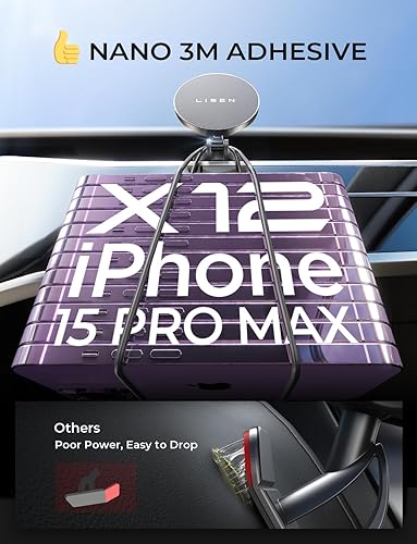 Miniatura 6 de LISEN Cargador de coche Magsafe de carga rápida de 15 W, soporte ultra magnético para teléfono de coche Mini y metal, cargador de coche inalámbrico