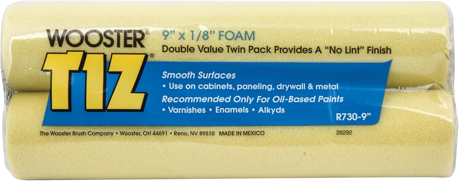 Wooster Brush R730-9 Tiz Foam Roller Cover, 1/8-Inch Nap, 2-Pack, 9-Inch
