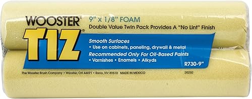 Wooster Brush R730-9 Tiz - Cubierta de rodillo de espuma para siesta de 18 pulgadas, paquete de 2, 9 pulgadas