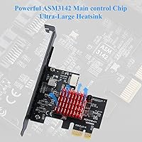 Vista 6 de Tarjeta Pcie USB, Tarjeta de Expansión Frontal Type-C PCI-E 1X a USB3.1 A-Key Gen2, Tarjeta Riser de Conector de Panel Frontal Interno de 10Gbps