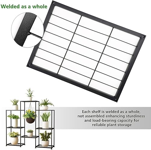 Miniatura 2 de Soporte de plantas de metal para interior, soportes de plantas de metal para exterior, estante escalonado de 4 niveles para múltiples plantas, 8
