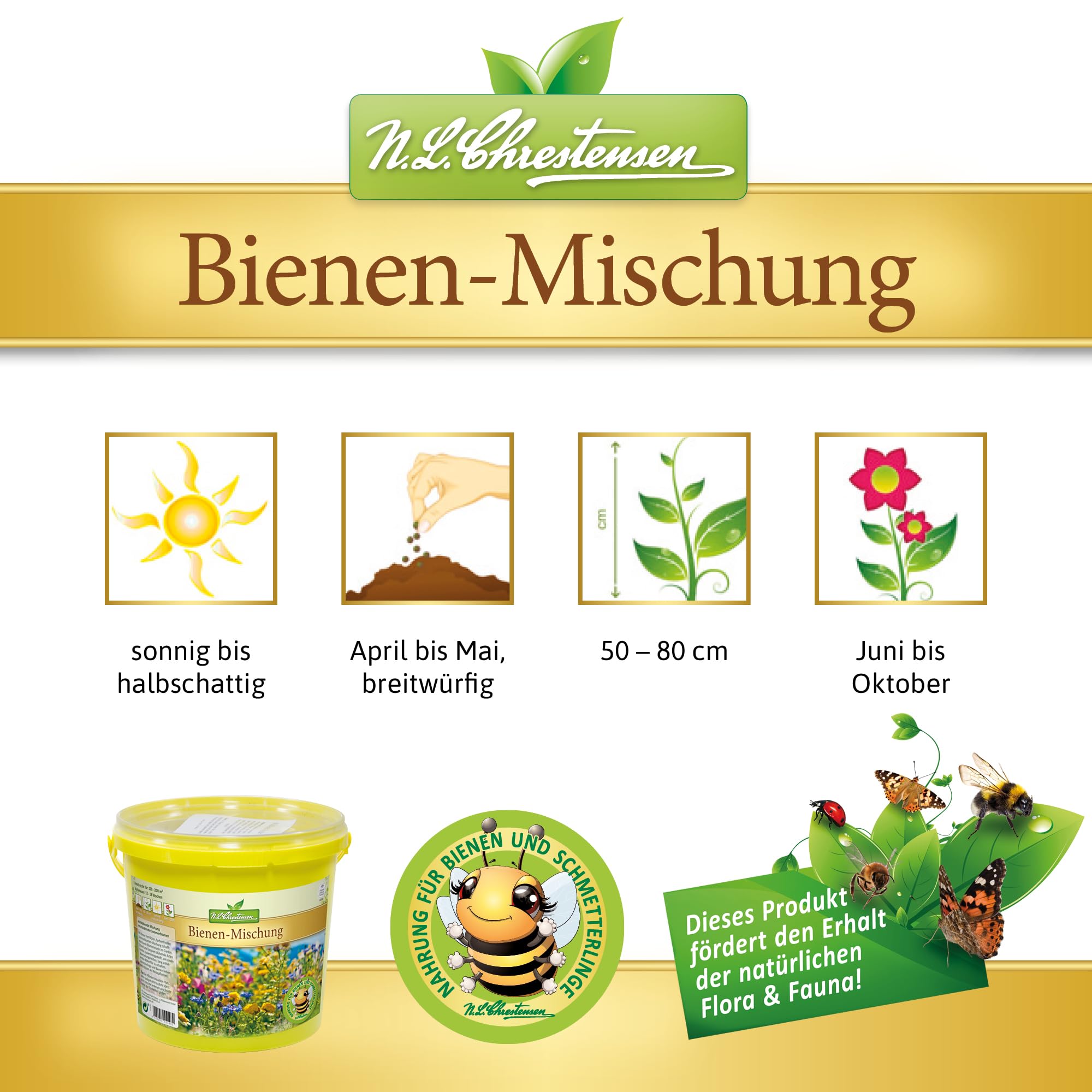 Chrestensen Bienenweide Bienen-Mischung bis zu 200qm | Bienenfreundliche Mischung verschiedenster Sommerblumen Blumensamen Gartenblumen