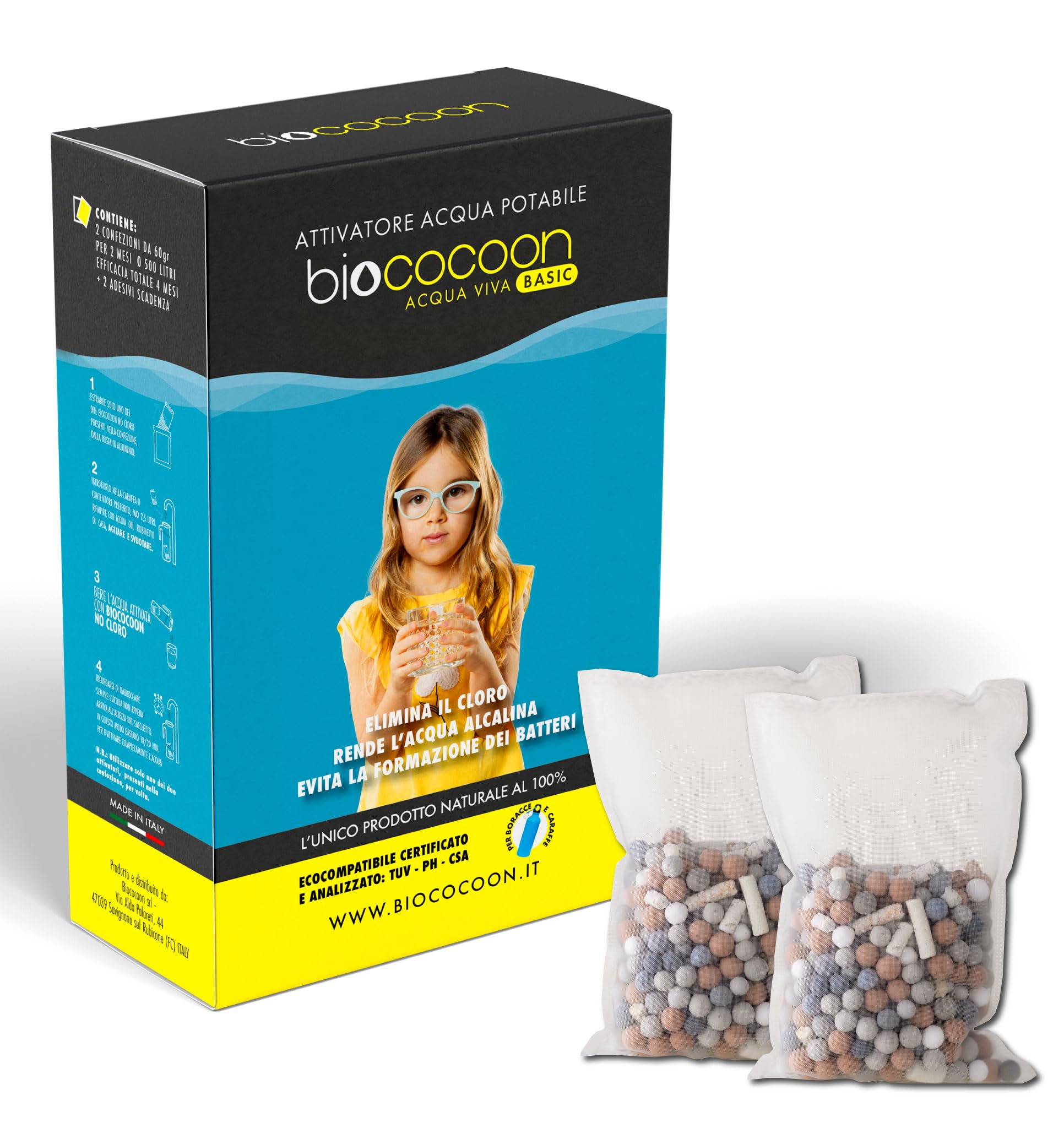 Bolsa de filtro sin cloro para agua alcalina pH, elimina el cloro para botellas, jarras, filtros, etc. Duración total 4 meses