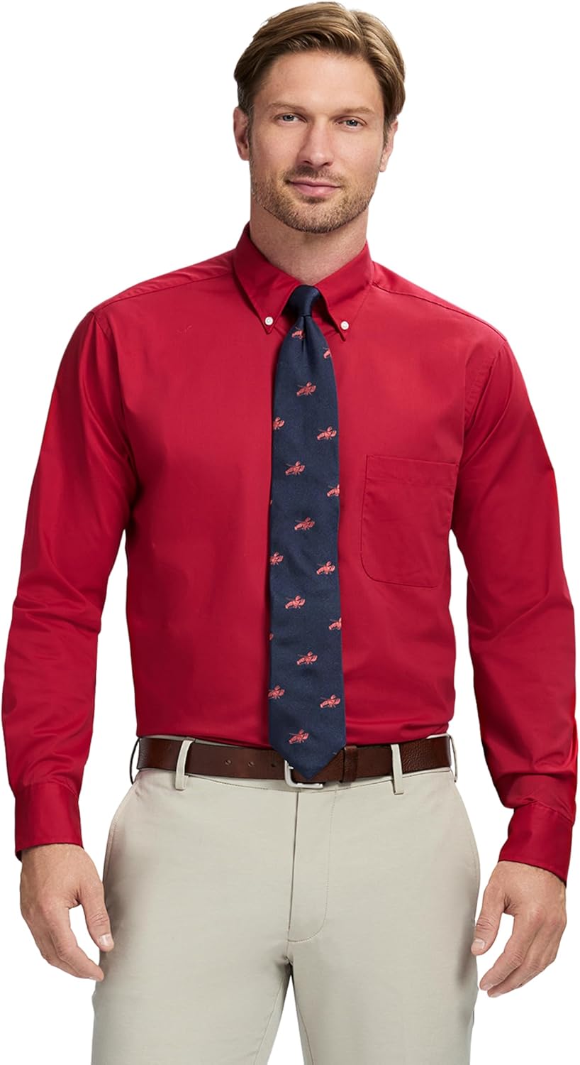 Izod Mens Dress Shirt Regular Fit Long Sleeve Wrinkle Free Stretch Button Down Collar