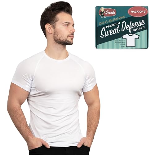 3-Pack Unisex Premium Sweatproof T-Shirts w/Sweat Pads - Crew Neck