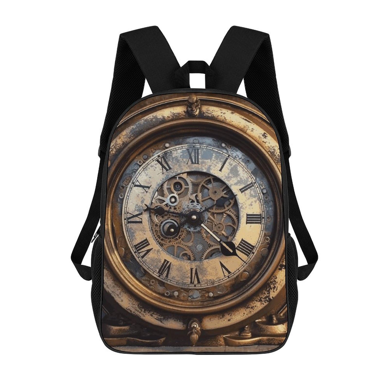 Nqhjt Unisex Style Travel Backpack For Men Steampunk Clock Laptop Backpack For Women 17 Inch Casual Daypack, 17"