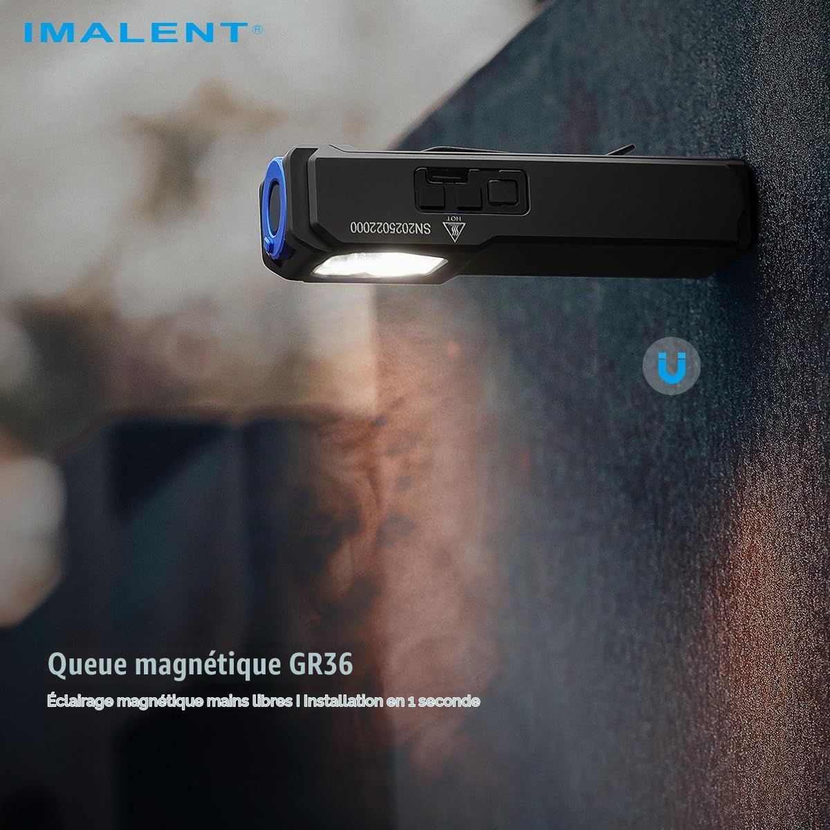 IMALENT GR36 Lampe torche EDC la plus lumineuse 2800 lumens avec clip, USB-C rechargeable, 3-en-1 UV + Blanc froid + Blanc chaud, 486m portée, queue magnétique, pour camping, randonnée