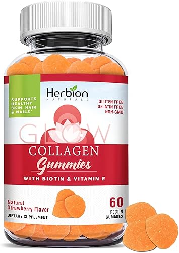 Herbion Naturals Gomitas de colágeno con biotina y vitamina E ayuda a apoyar la piel el cabello y las uñas saludables sabor natural a fresa sin disponible en Yaxa Guatemala