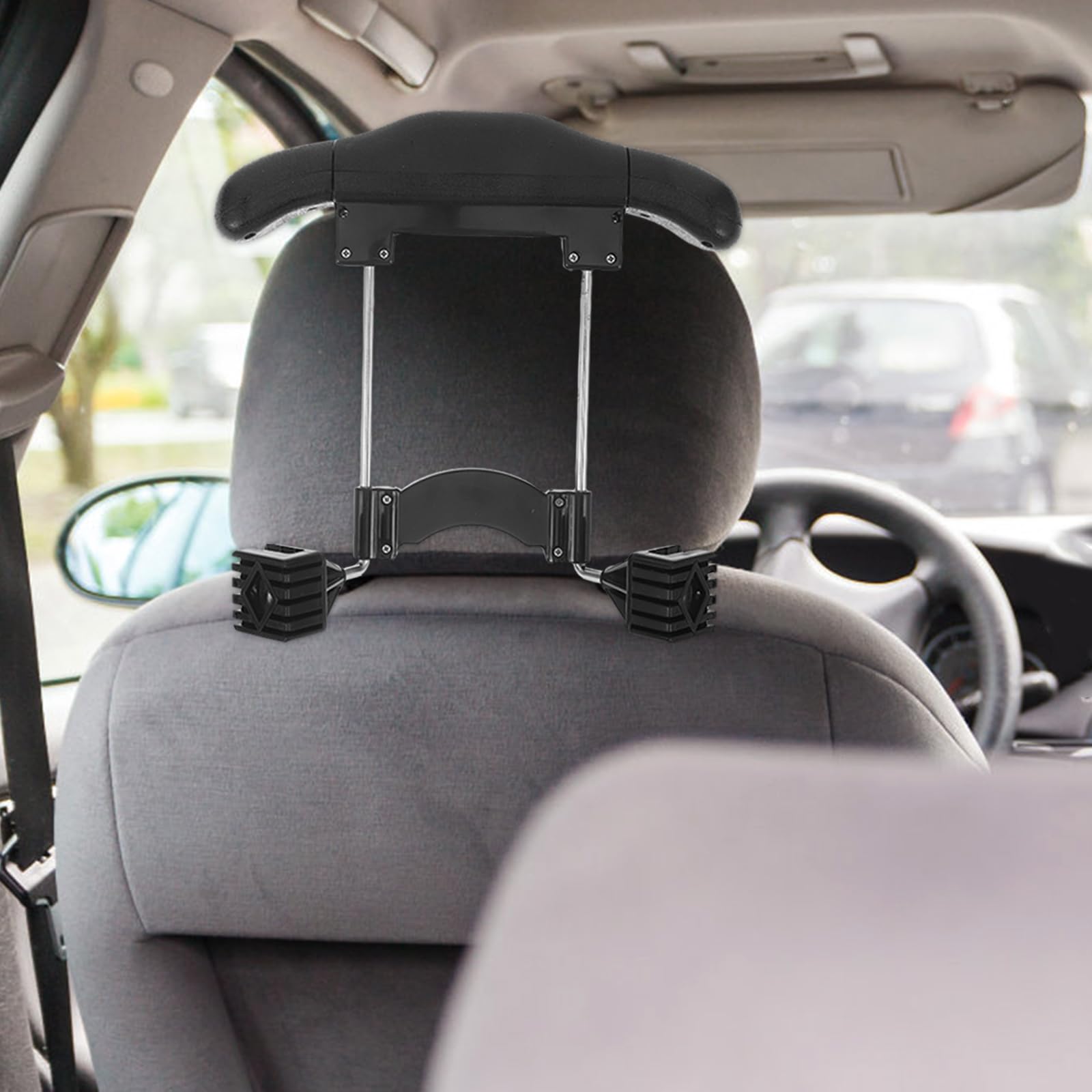 Cabilock Appendiabiti da Sedile per Auto Regolabile in Plastica Nera, Gancio Posteriore per Poggiatesta, Porta Abiti Multifunzione per Camicie e Giacche, per Viaggi e Organizzazione
