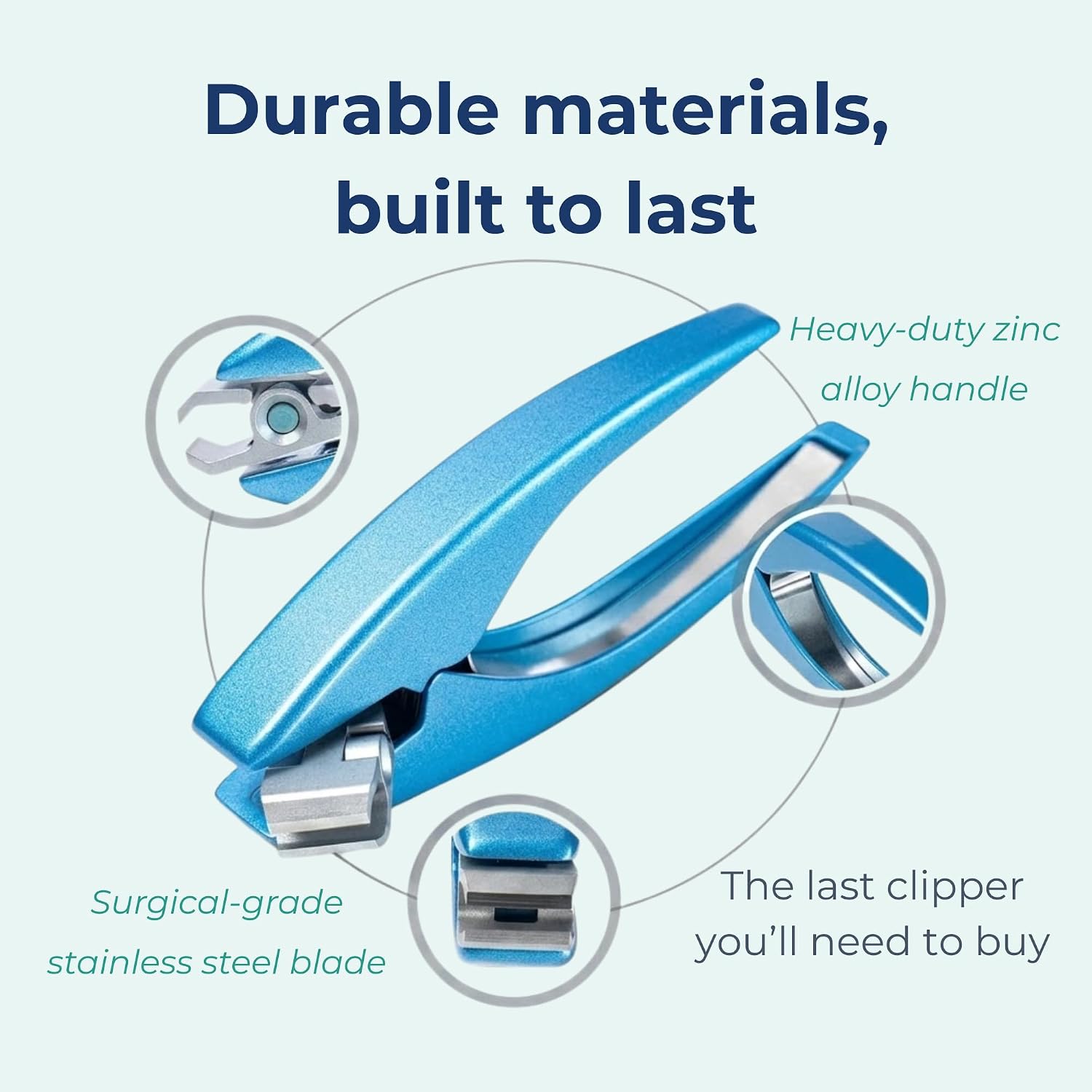 ClipperPro® Prime Toenail Clipper – Heavy Duty Ergonomic Toe Nail Clippers for Thick Nails with 180° Swivel Head, Easy-Squeeze Palm Grip Nail Cutter for Seniors, Arthritis, & Podiatrist Care