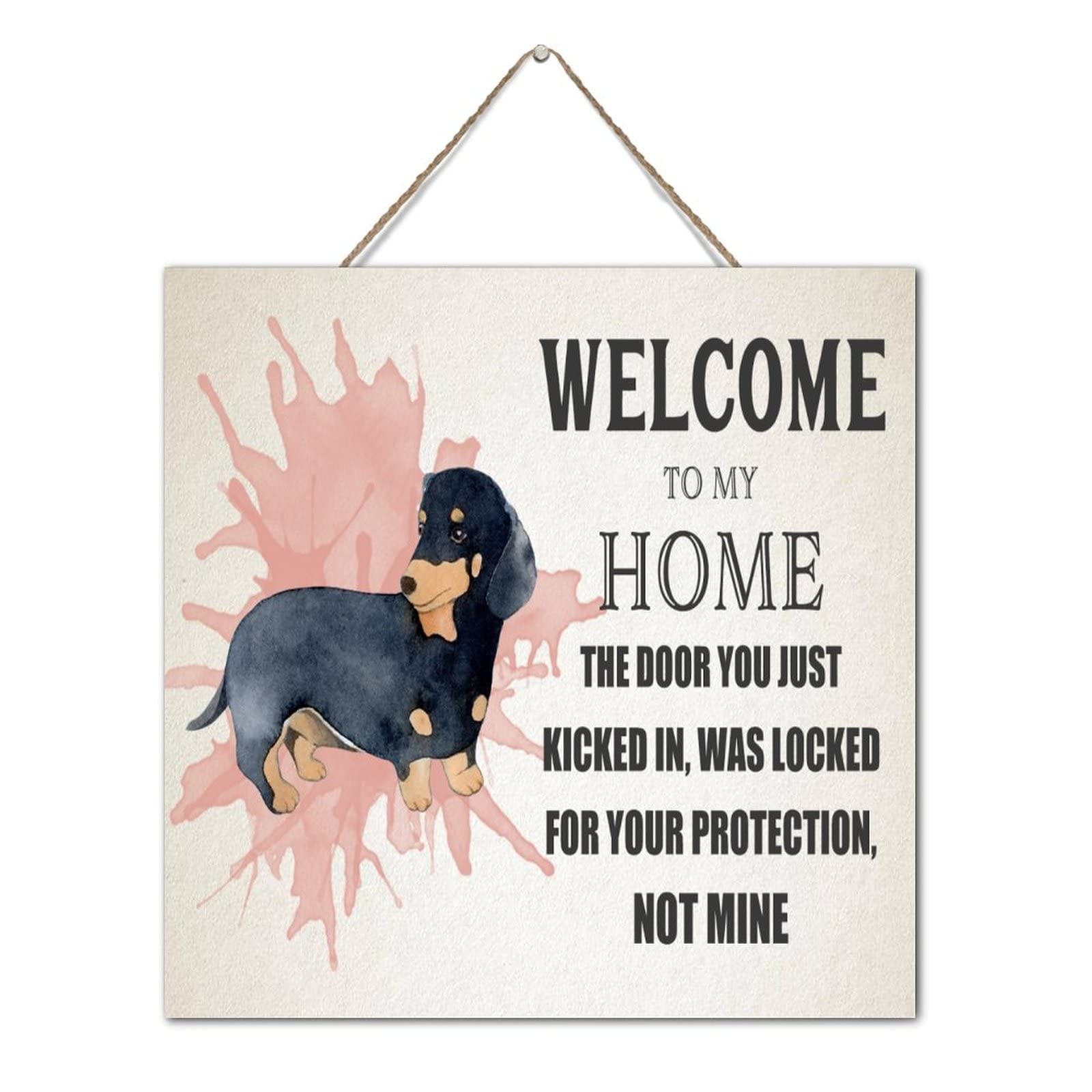 Plaque en bois rustique Welcome To My Home 30,5x30,5 cm pour porte
