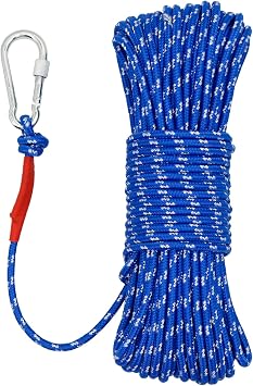 NewDoar 6mm Marine Floating Rope High-Strength Braided Reflective Anchor Mooring Rope with Hook 10M 20M 30M 50M Dock Lines for Boating,Camping,Anchoring, Fishing,Mooring,Tent Canopy-Blue/20M