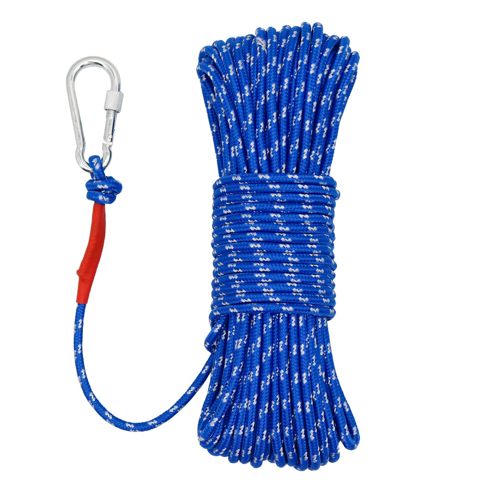 NewDoar 6mm Marine Floating Rope High-Strength Braided Reflective Anchor Mooring Rope with Hook 10M 20M 30M 50M Dock Lines for Boating, Camping, Anchoring, Fishing, Mooring, Tent Canopy-Blue/30M