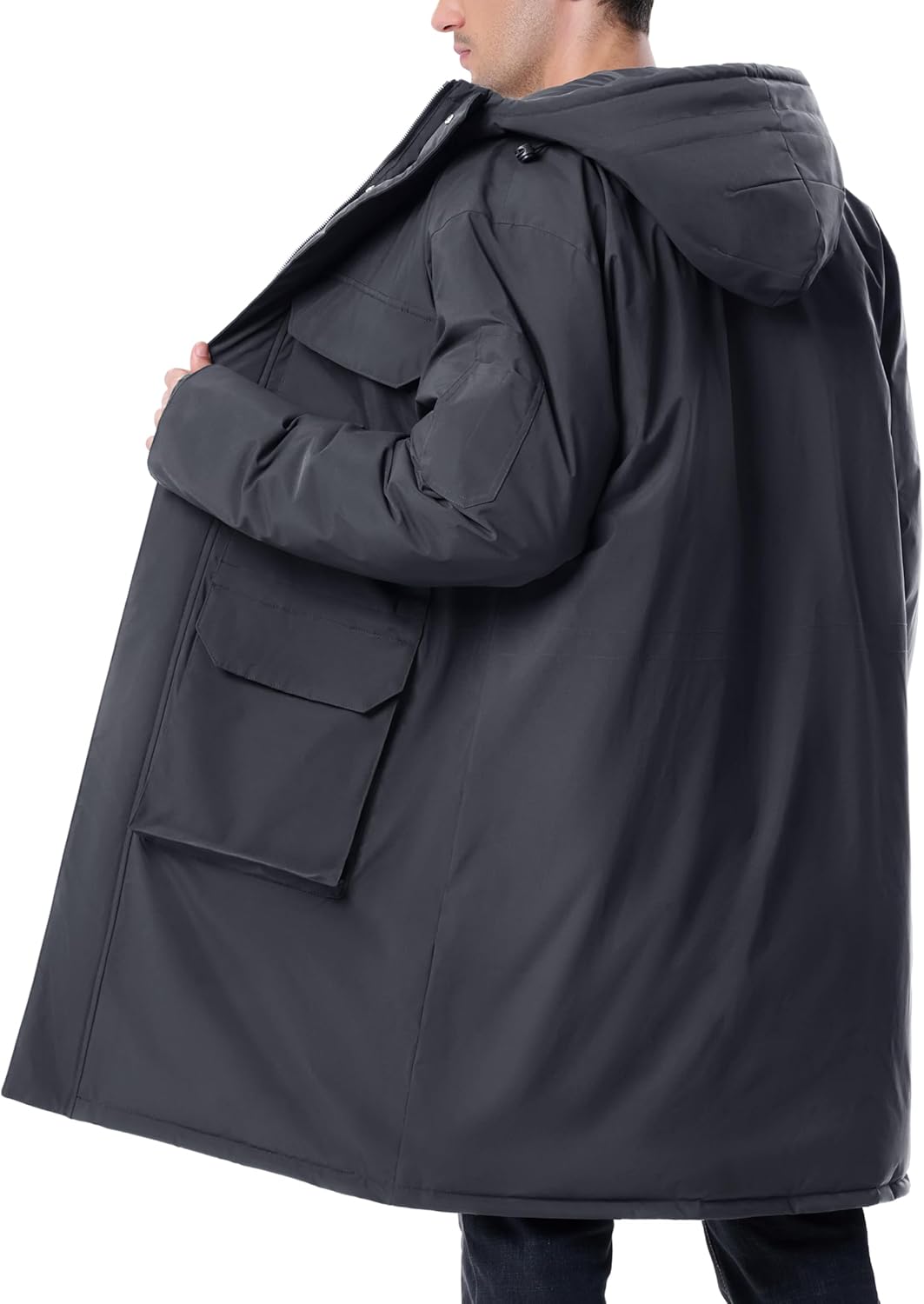 Men's Long Winter Coat Hooded Warm Puffer Jacket Water Resistant Thicken Down Outer... - Image 4