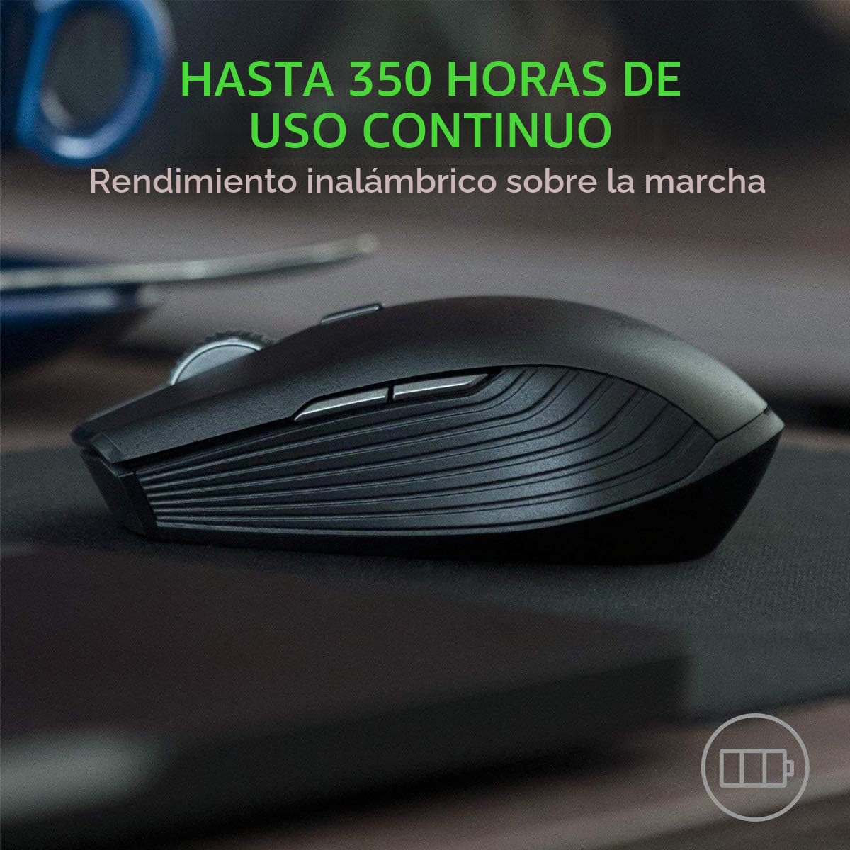 Razer Atheris Ratón Ergonómico para Juegos, Gaming con una duración de batería de 350 Horas, Sensor óptico de 7,200 dpi, Tecnología de frecuencia adaptativa de 2.4 GHz, Negro