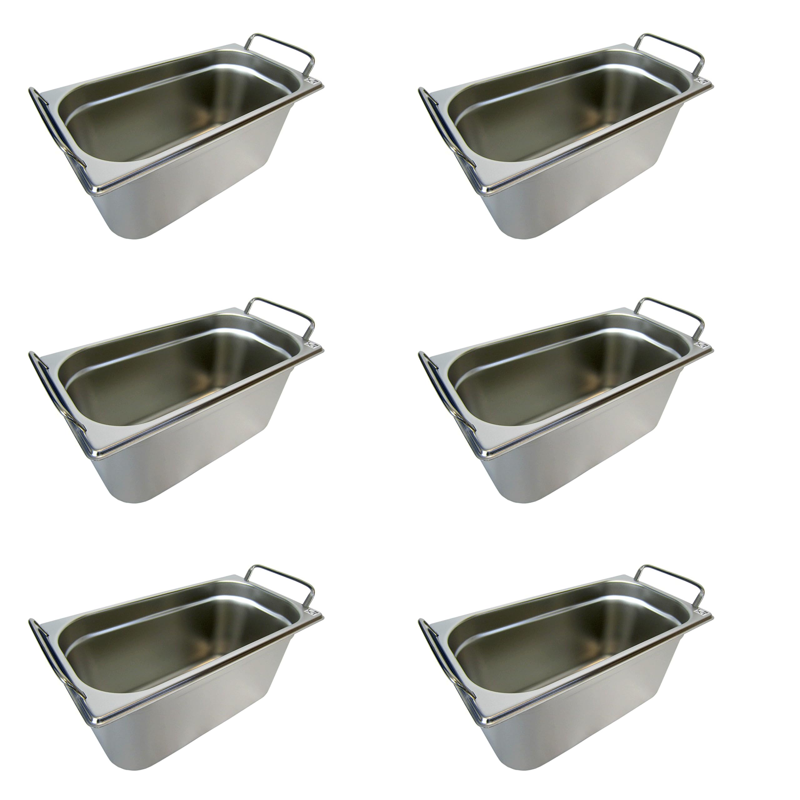 6 Stück GN 1/3 Gastronormbehälter GN-Behälter Edelstahl 5,7 Liter Tiefe 150mm FALLGRIFF