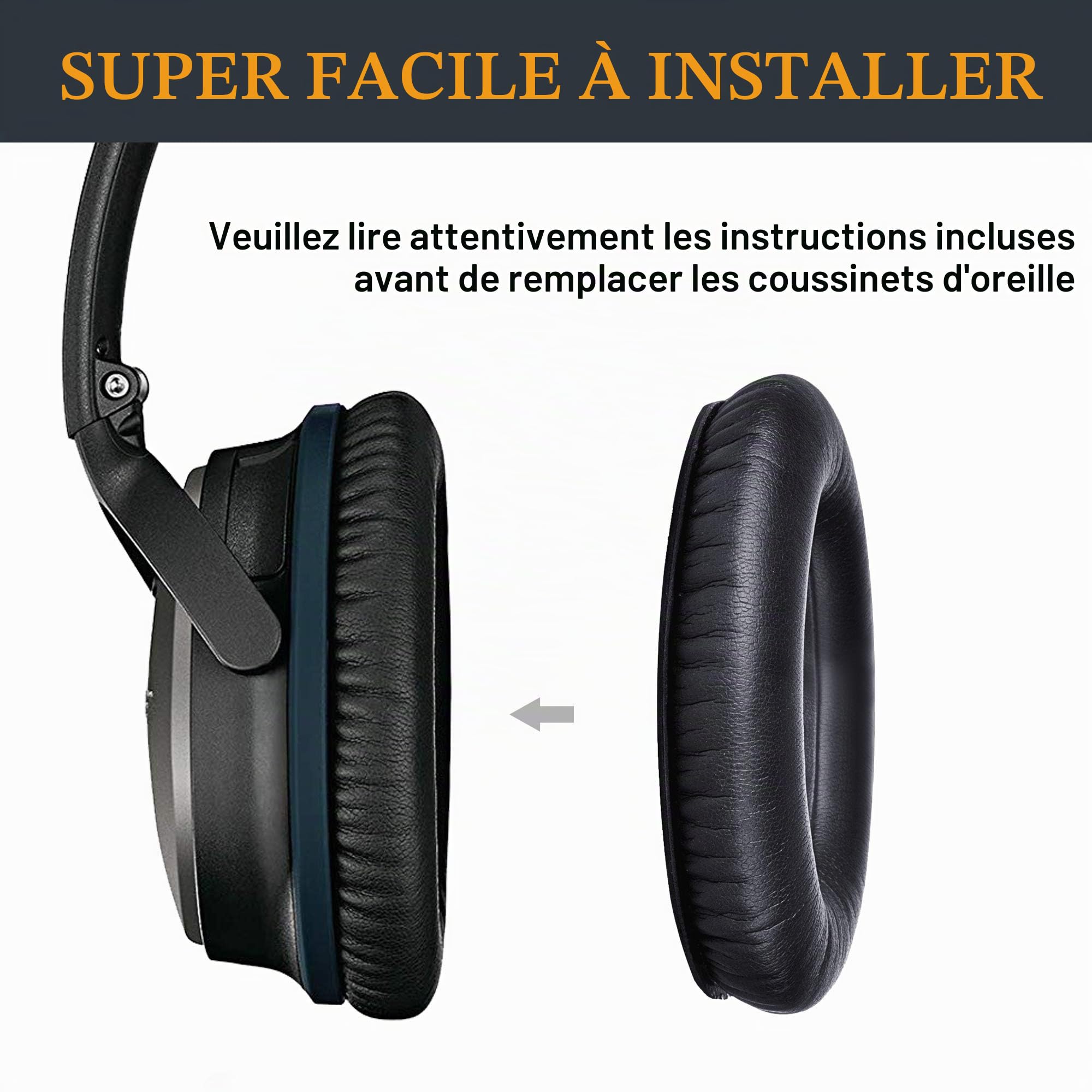 SoloWIT Coussinets d'oreille pour Bose Casques, Remplacement pour QC15 QC25 QC2 QC35 Ae2 Ae2i Ae2w SoundTrue SoundLink