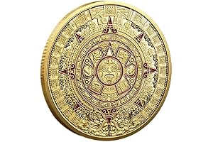 50mm Mexico Mayan Aztec Sun Stone Calendar Gold Coin – A Window to Ancient Wisdom